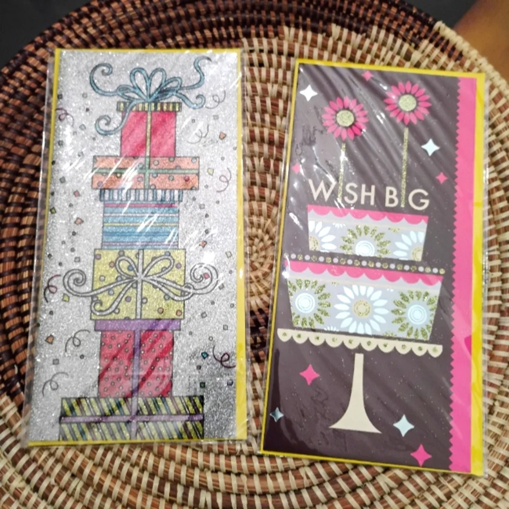 2 Festive Birthday Celebration Greeting Cards NEW